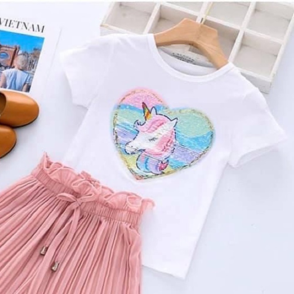 Sequin two sides girls tee